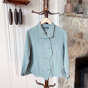 Asiatica Kansas City Seafoam Green Linen Jacket Small